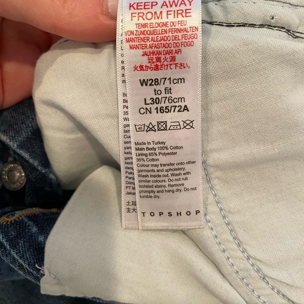 Topshop High Waisted Distressed Blue Jeans - Picture 7 of 9